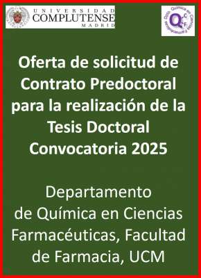 Oferta de solicitud de Contrato Predoctoral para la realización de la Tesis Doctoral Convocatoria 2025.